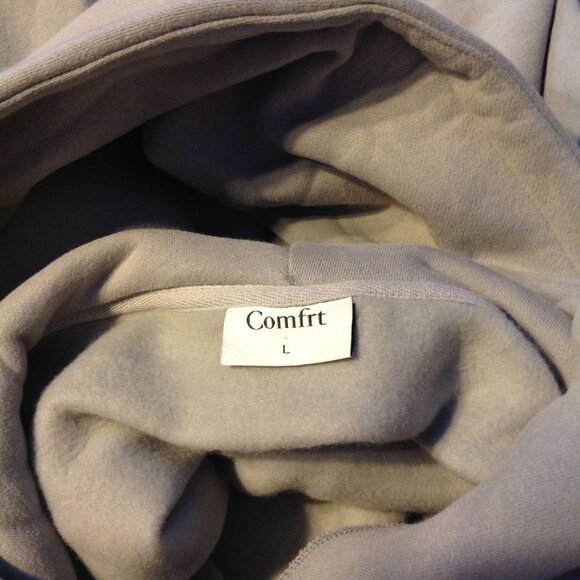 Comfrt Beige Hoodie Sweatshirt Jogger Sweatpants Pants w/ Sleeve Pockets L - Picture 10 of 12